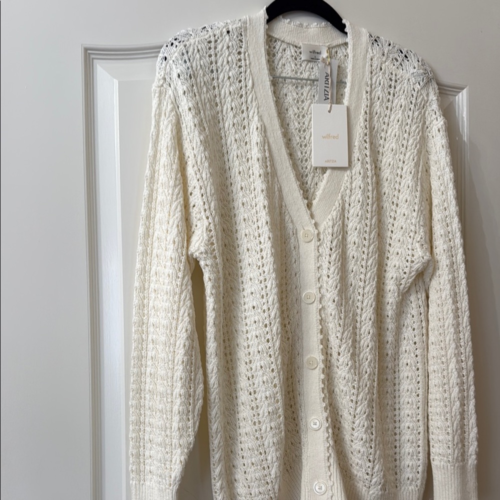 Wilfred Cream Knit Cardigan Sweater